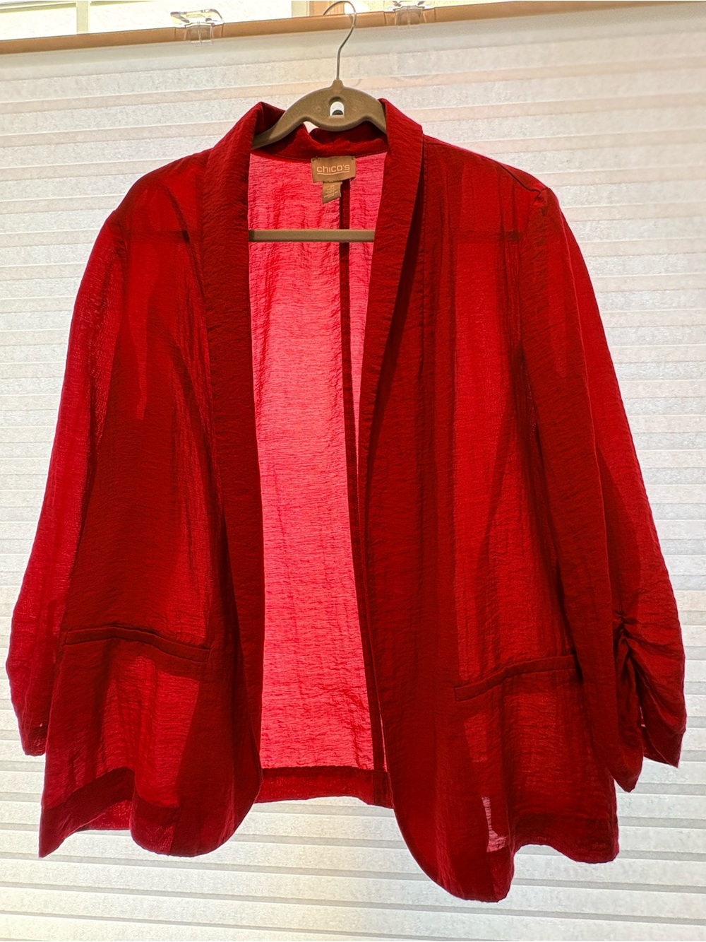 Chico's Bright Red Open-Front Blazer Jacket